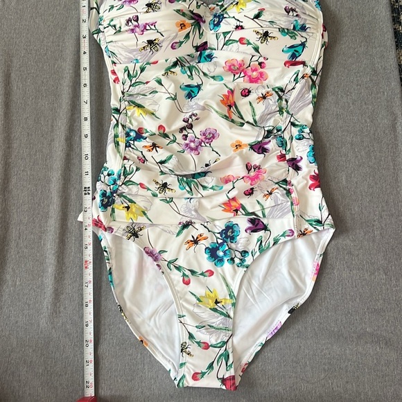 Betsey Johnson One Piece Bandeau Swimsuit Botarical Floral print size Med NWT - Picture 5 of 10